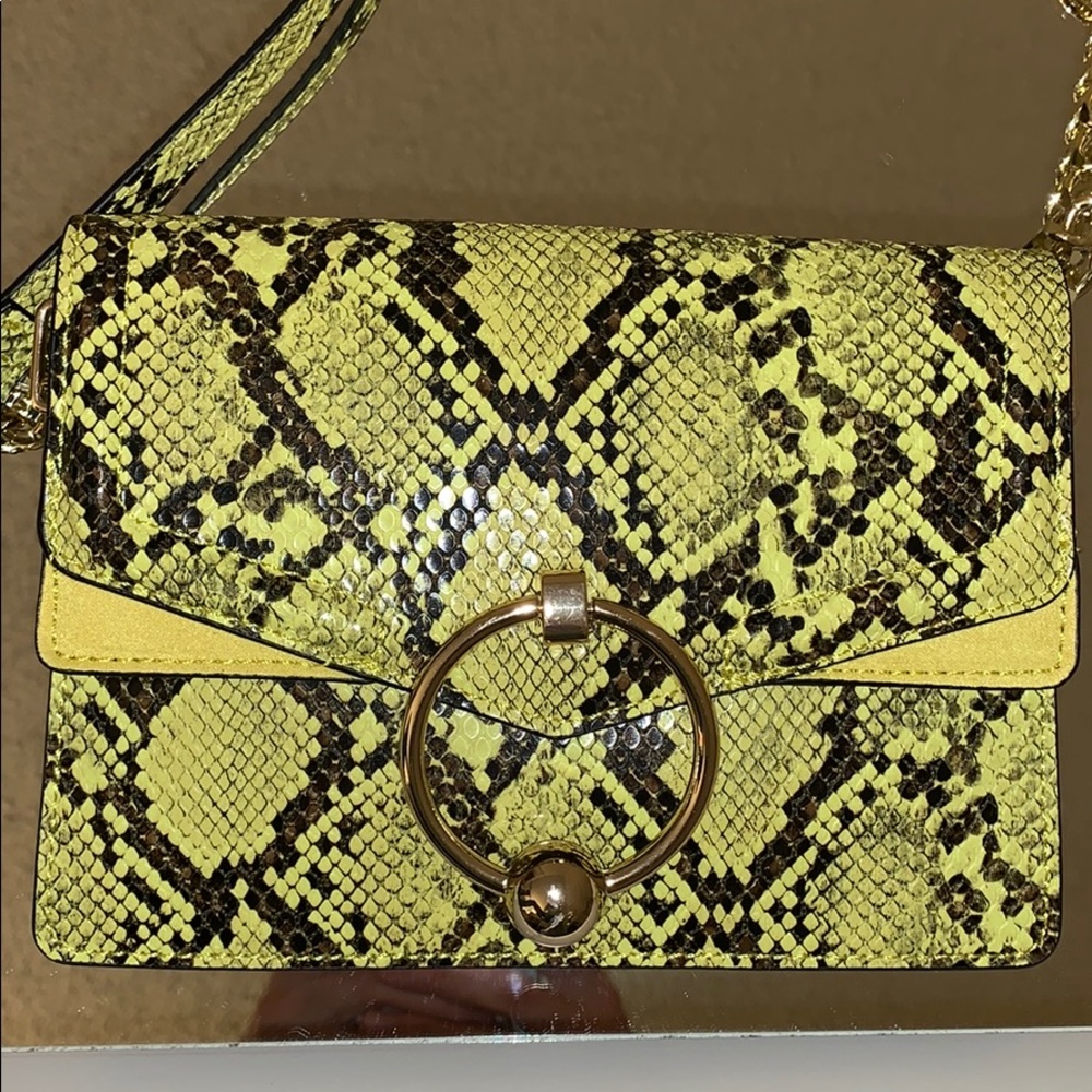 Topshop Yellow Python Print Purse - Picture 3 of 5